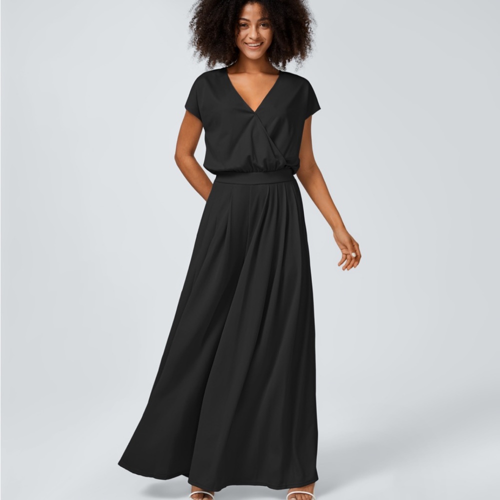 Halara V Neck Short Sleeve Jumpsuit